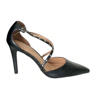 CHRISTIAN SIRIANO | Sexy Black Studded Cris-Cross Straps Stilettos Heels Size 10